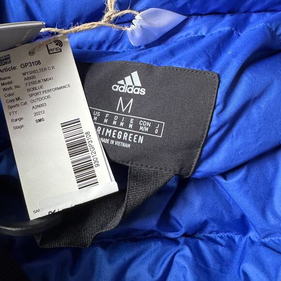 Adidas MYSHELTER COLD.RDY Parka Puffer Jacket Men's M NWT Royal Blue A8920 Zip - Picture 9 of 16
